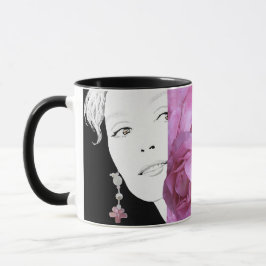 Mug Illustration de mode florale personnalisable face 