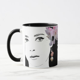 Mug Illustration de mode florale personnalisable face 