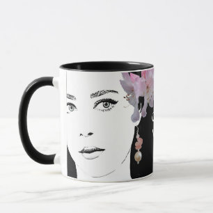 Mug Illustration de mode florale personnalisable face