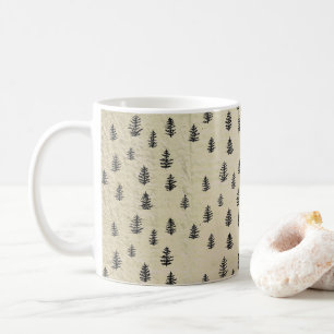 Mug Illustration de montagne arborée motif rustique