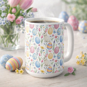 Mug Illustration de motif de lapin et d'œuf de Pâques 