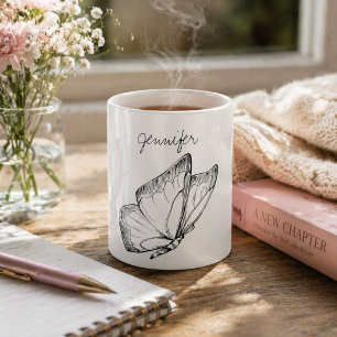 Mug Illustration de papillon moderne avec monogramme