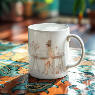 Mug Illustration de patronne fille à l'aquarelle Mon