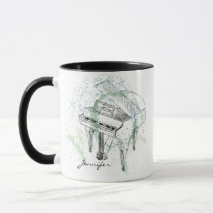 Mug Illustration de piano personnalisée Art Dessin Ama