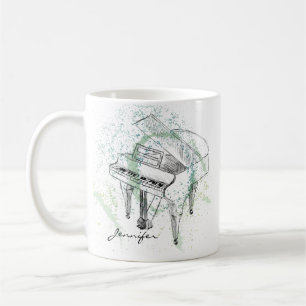 Mug Illustration de piano personnalisée Art Dessin Amo