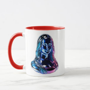 Mug Illustration de portrait féminin de style néon