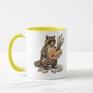 Mug Illustration de Raton Laveur Peintre Cool