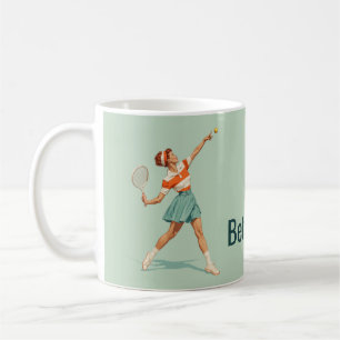 Mug Illustration de service de tennis vintage