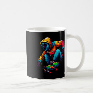 Mug Illustration de singe hurleur funky cool en skateb