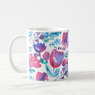 Mug illustration de style boho floral rustique dessiné