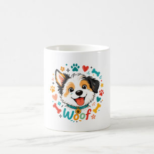 Mug Illustration de visage de chiot mignon Woof