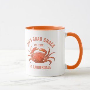Mug Illustration des aquarelles Coral-Rouge Crabe