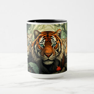 Mug Illustration des tigres monogrammes personnalisés