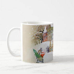 Mug Illustration dessinée à la main avec paysage d'hiv