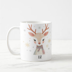 Mug Illustration Douce de Renne Art de Noël Délicat