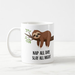 Mug Illustration drôle de paresseux endormi avec une c