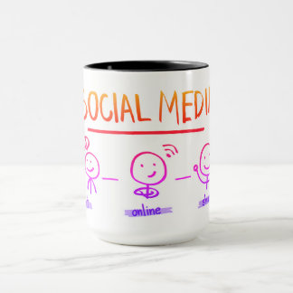 Mug Illustration du concept des médias sociaux Café Mu