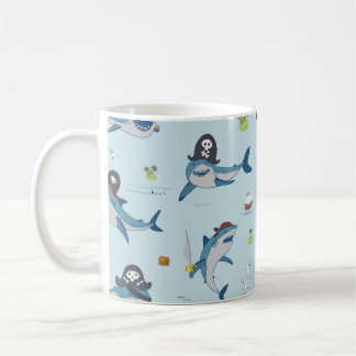 Mug Illustration du Doodle de requin pirate