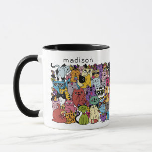 Mug Illustration du nom personnalisé Funny Cats