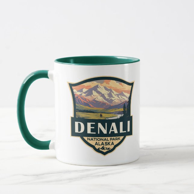 Mug Illustration du parc national de Denali Voyage Vin (Gauche)