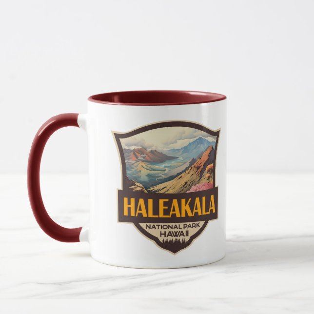 Mug Illustration du parc national Haleakala Badge rétr (Gauche)