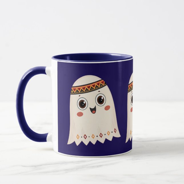 Mug Illustration d'un fantôme mignon avec un large sou (Gauche)
