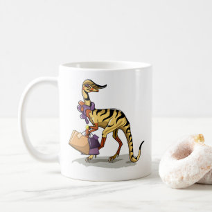 Mug Illustration D'Un Iguanodon Avec Sacs Commerciaux.