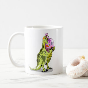Mug Illustration D'Un Lambéosaure Portant Un Oeuf.