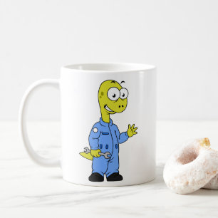 Mug Illustration D'Un Mécanique Brontosaurus.