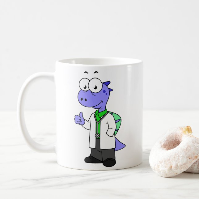 Mug Illustration D'Un Médecin Spinosaure. (Avec donut)