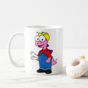 Mug Illustration D'Un Ouvrier De Construction De Stego