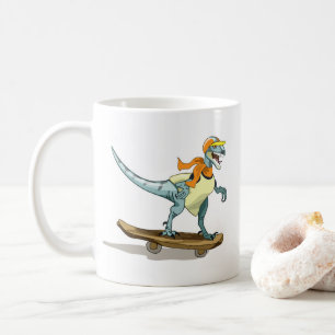 Mug Illustration D'Un Raptor Skateboard.