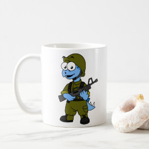 Mug Illustration D'Un Soldat De Stegosaurus.