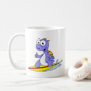 Mug Illustration D'Un Spinosaure De Surf.