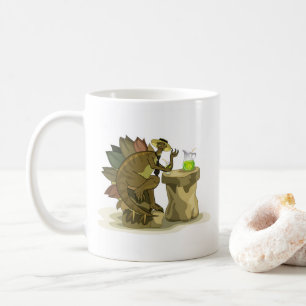 Mug Illustration D'Un Stegosaurus Qui Boit Une Boisson