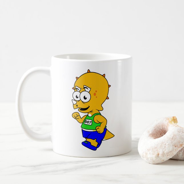 Mug Illustration D'Un Tricératops Runner. (Avec donut)