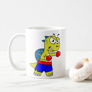 Mug Illustration D'Une Boxe De Spinosaurus.