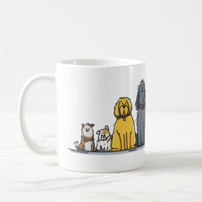 Mug Illustration d'une rangée de chiens mignons - Équi (Gauche)