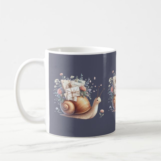 Mug Illustration Floral Pastel du mignon Snail Mail (Gauche)