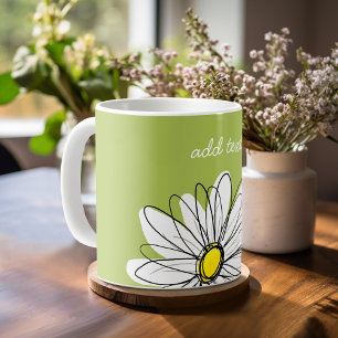 Mug Illustration florale Daisy tendance - chaux et jau