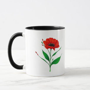Mug Illustration florale de coquelicot rouge