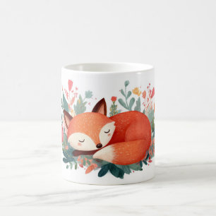 Mug Illustration Florale Renard Endormi Mignonne