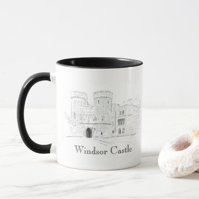 Mug Illustration Iconique Du Château De Windsor (Avec donut)