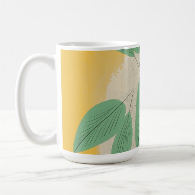 Mug Illustration jaune Feuille Abstraite (Gauche)