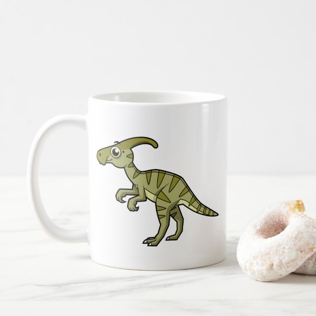 Mug Illustration Mignonne D'Un Parasaurolophus Dinosau (Avec donut)