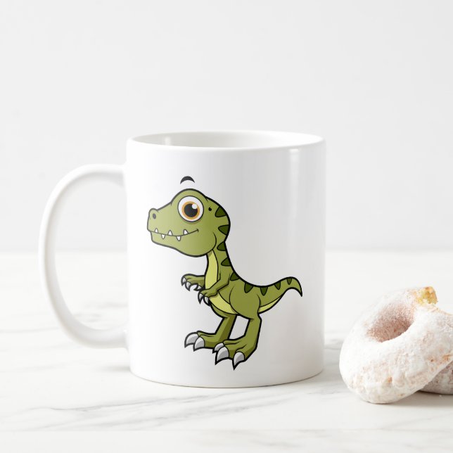 Mug Illustration Mignonne D'Un Rex Tyrannosaurus. (Avec donut)