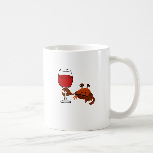 Mug Illustration potable de vin de crabe drôle (Droite)