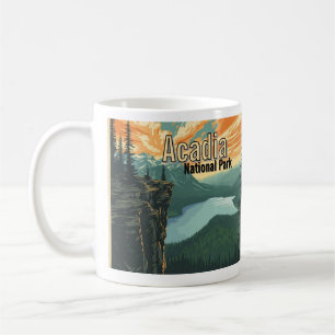 Mug Illustration rétro du parc national d'Acadia