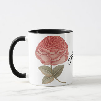 Mug illustration rose vintage