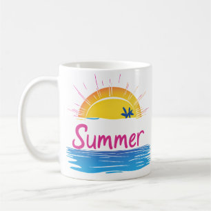 Mug Illustration Sunset Summer Beach